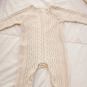 Baby Gap - Cream Cable Knit Sweater Romper for Baby Boy - 18-24 months